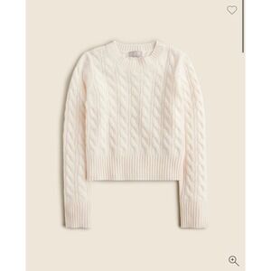 J.Crew Cashmere Shrunken Cable-Knit Crewneck Sweater Ivory Cream BV343 Small